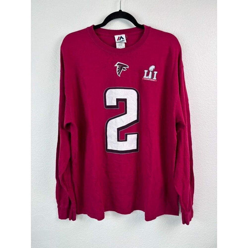 Majestic men's Xl red long sleeve Matt Ryan‎ jersey style cotton t-shirt NFL